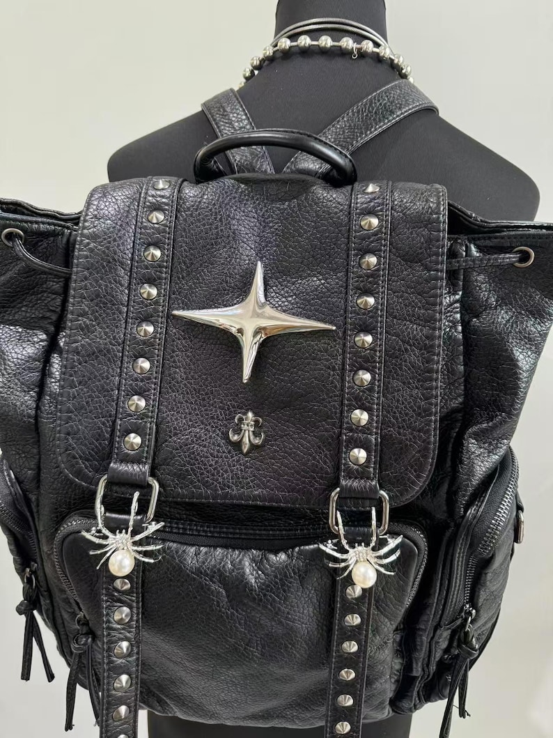 Gothic Punk PU Leather Shoulde - огляд і ціна Leatherwork Rivets
