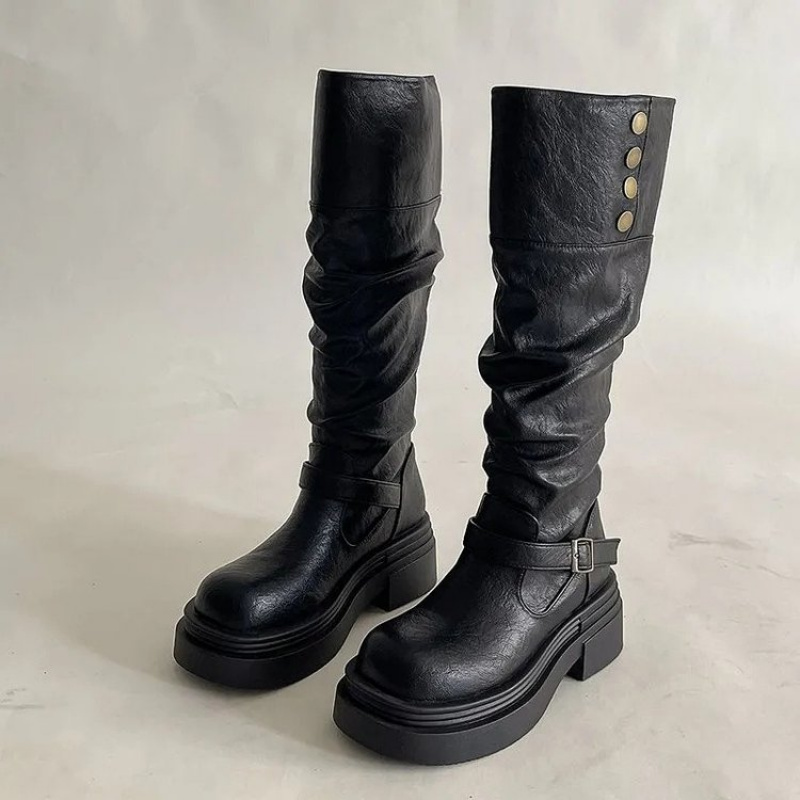 2026 Punk Knee-High Boots Wome - огляд і ціна Leatherwork Rivets