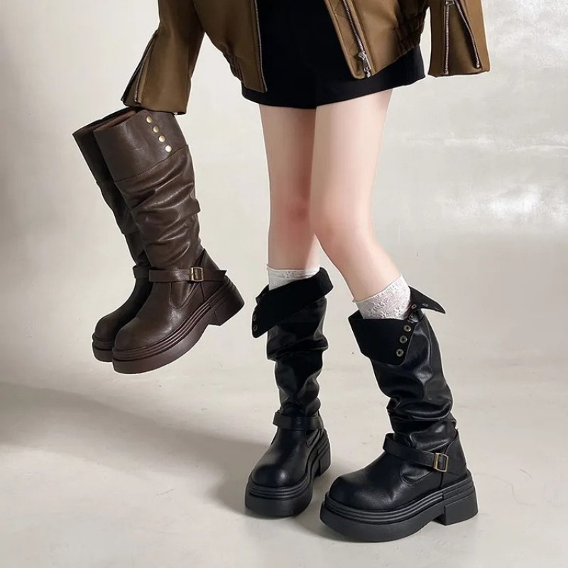 2026 Punk Knee-High Boots Wome - огляд і ціна Leatherwork Rivets