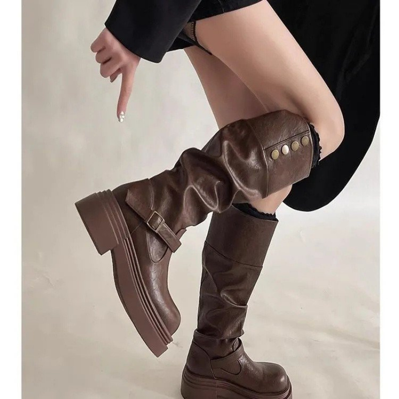 2026 Punk Knee-High Boots Wome - огляд і ціна Leatherwork Rivets